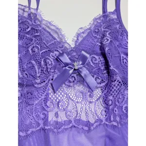 Shirley Of Hollywood Lace Emmy Babydoll Slip Chemise Lingerie Lilac Purple Sexy thumbnail 6