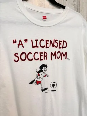 Hanes Women's Large White Soccer Mom Graphic T-Shirt Cotton thumbnail 2