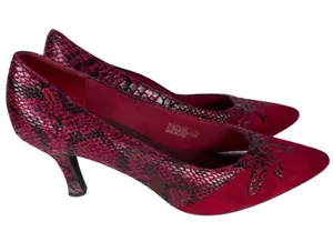Via Piella Sophie Red Faux Suede Snake Print Pointed Toe Kitten Heel Womens 11 thumbnail 1
