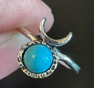 The Moon Turquoise stone moon ring size 4 thumbnail 6