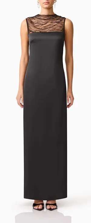 Elliatt Margot Satin Gown in Black Size M NWOT thumbnail 1