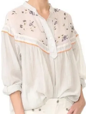 Free People Hearts and Colors M Ivory Blouse Sheer Ivory Neutral Oversize Top thumbnail 1