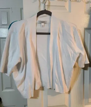 Dress Barn Cropped White Cardigan thumbnail 1