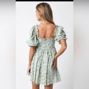 NWT Olivaceous Floral Puff Sleeve Lorelei‎ linen Easter spring summer dress Med thumbnail 2
