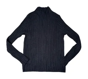 Madewell Mock Neck Sweater Women Large Black Excellent Ribbed Alpaca Blend Knit thumbnail 1