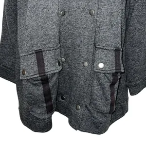 Free People Jacket Womens Size XS Dark‎ Gray Slouchy Pea Coat Anorak Linen Blend thumbnail 5