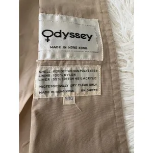 Vintage Odyssey Belted Trench Coat Womens Tan‎ Long Rain Coat Classic Outerwear thumbnail 5