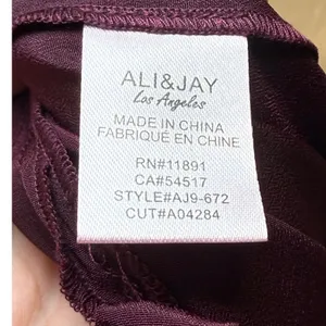Ali‎ & Jay Burgundy Pleated Maxi Dress V-Neck Ladder Strap AJ9-672 Small thumbnail 8
