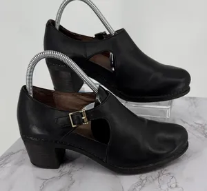 DANSKO Black Leather Hollie Block Heel Closed Toe Clog‎ Sz 39 EU Dance Comfy thumbnail 1