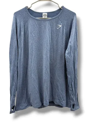 Gymshark Vital Seamless 2.0 Top Women XL Blue‎ Marl Long Sleeve Thumbholes thumbnail 1