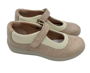 DREW Rose Mary Jane Flats Comfort Shoes Women's Size 7.5 Wide Bone Tan Floral thumbnail 1