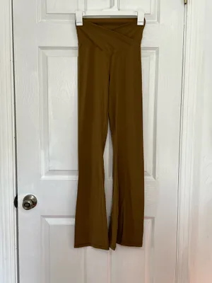 Aerie OFFLINE Real Me Olive Brown Crossover Flare Yoga Leggings Athleisure Sz M thumbnail 3