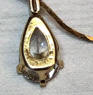 Large Clear Solitaire Pendant CZ w/ gold tone Necklace thumbnail 7