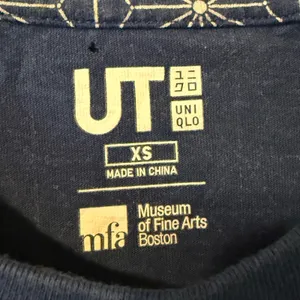 Uniqlo UT MFA Boston Geometric Asanoha Print T-Shirt XS Blue White Boxy Tee thumbnail 3