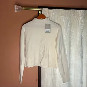 Everlane Good Merino Wool‎ Mockneck Sweater Old Money Cream White NWT Size XS thumbnail 3