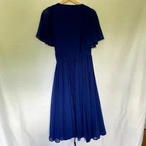 Lulus‎ Midi Wrap Dress XS Royal Blue Women Flutter Sleeve Chiffon thumbnail 8