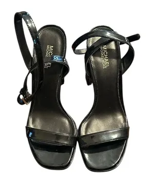 Michael Kors Black Patent Leather Strappy Block Heel Sandals (Size 5.5M) thumbnail 1