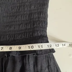 Love Tree Smocked Tie Strap Tiered Maxi Dress Black Boho Cottagecore Festival SM thumbnail 10