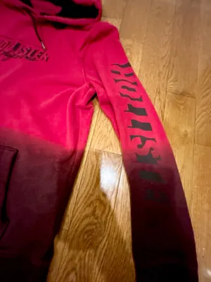 Hollister California logo graphic kangaroo ombre burgundy oversized hoodie M thumbnail 14