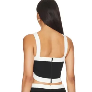 NWOT Amanda Uprichard Porsha Top in Black & Ivory Revolve Size Medium thumbnail 2