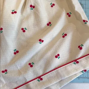 Cherry Print women’s Pajamas - Cream and Red thumbnail 3
