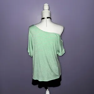 Boutique Green and White Off-the-Shoulder Top thumbnail 6