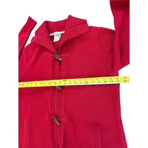LL Bean Red Toggle Rope Cotton Sweater Cardigan Longsleeve Womens Size XL thumbnail 5