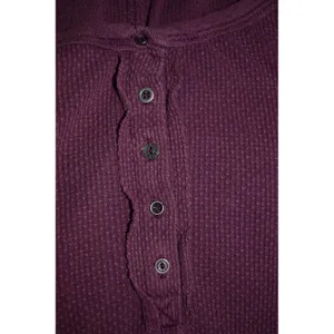 Free People Henley Thermal Women Large Purple Waffle Knit Contrast Cuff thumbnail 6