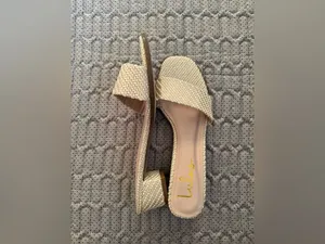 Lulu's Woven Cream Slide Mules thumbnail 3