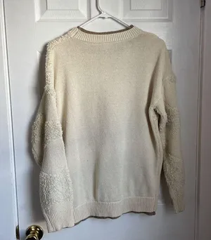 Vintage cotton double layer cloud sherpay crewneck sweater off white unisex M/L thumbnail 4