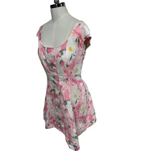 A‎ New Day 12 Pink Floral Mini Dress Short Sleeve Fit & Flare Corset Woven thumbnail 6