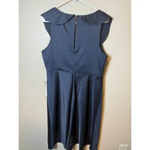 J.Crew Navy Blue Ruffle Neck Sleeveless Sheath Dress Career Party Cocktail thumbnail 2