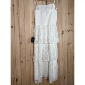 NWT Lulus Grace and Beauty White Burnout Floral Print Tiered Dress Summer Size L thumbnail 5