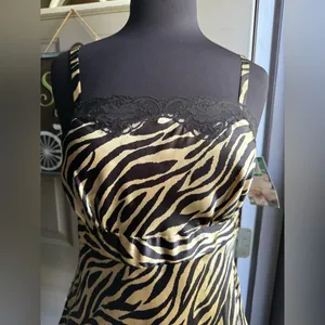 NOS vintage Y2K Cinema Etoile Intimates zebra print lace trim cami, size large thumbnail 12