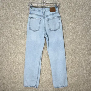 90s baggy thrashed jeans light‎ wash zipper fly retro style denim juniors teen thumbnail 3