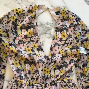 NWT Vici Floral Tiered Ruffle Mini Dress M –Nordstrom Sold Out Black Pink Yellow thumbnail 6