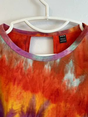 Orange, Purple & Yellow Tie-Dye open back Short Sleeve Tee thumbnail 2
