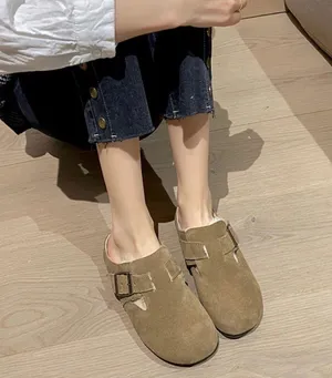 Winter outdoor leather cotton slippers Brown Size 7 thumbnail 1