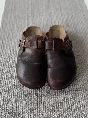 NC Club Dark Brown Oiled Leather Clogs Mules Size 9 Made in Spain thumbnail 5
