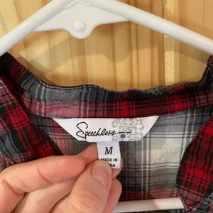 Red and Black Plaid Button-Up Dress thumbnail 3