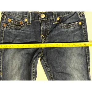 True Religion Y2K Women Dark Wash Skinny Jeans Low Rise Horseshoe Logo Size 30 thumbnail 5