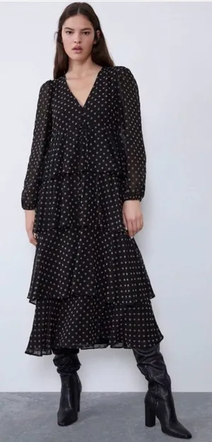 Zara Dress NWOT,Ruffled With polka dots,Size S thumbnail 1