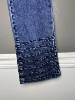 FDJ French Dressing Olivia Bootcut Jeans Womens 2 Medium Wash Pleated Hem Denim thumbnail 4