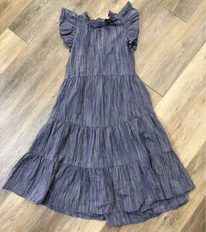 Pinch Blue Tiered Ruffle Dress Small Boho Flutter Sleeve Midi thumbnail 1