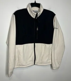 Columbia‎ white and black full zip fleece jacket size large thumbnail 1