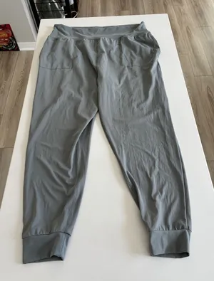 Crane Women Grey Jogger‎ Pants Elastic Waist Cuffed Ankle Athleisure XL thumbnail 1