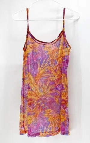 Vintage Solar sun through swimsuit cover up sheer orange pink Barbie 90s avant-g thumbnail 1