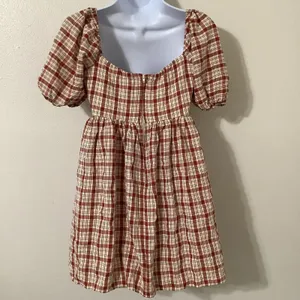 Plaid‎ Milkmaid Dress Sz 2 Coquette Country Western Prairie Babydoll Cottagecore thumbnail 2