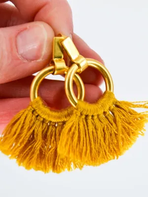 Madewell Tassel Statement Earrings in Mustard Yellow & Gold thumbnail 3