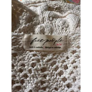 Free People Retro 70s Beachy Crochet Sea Song Sweater Tank Tunic Medium Neutral thumbnail 9